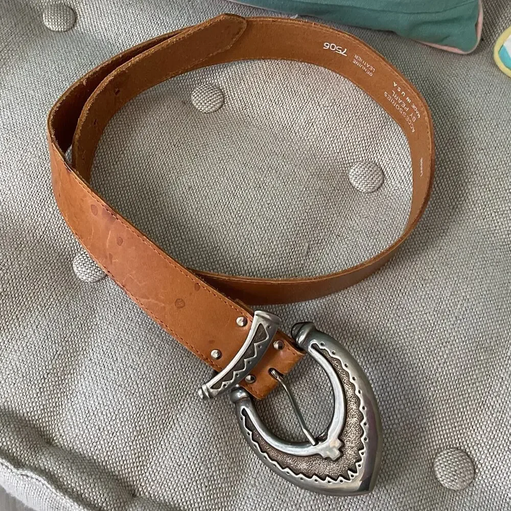 Accessories by Pearl Womens Leather Belt 7506 Made in USA Large